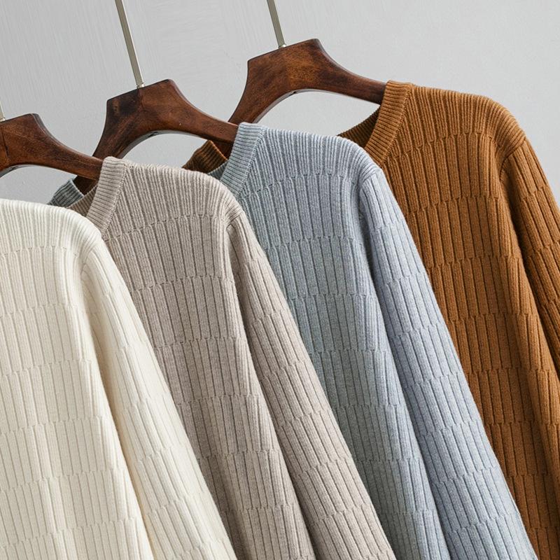 Podzim Zima Novinka O Neck Dlouhý rukáv Jednobarevný Volný Svetr Elegantní pletené šaty