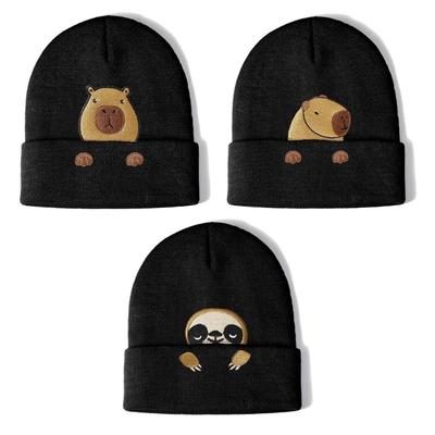 Cute Capybara Embroidered Beanies Soft Stretchy Acrylic Hat Unisex Design For Family Friendly Activities And Travel