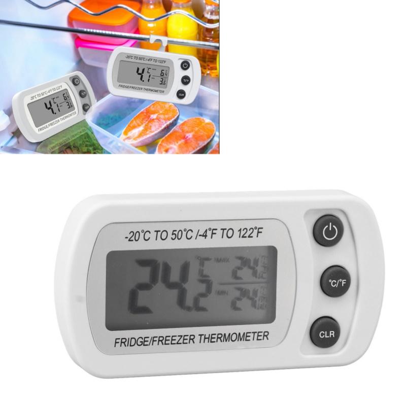 2Pcs Waterproof Digital Refrigerator Fridge Thermometer -20~50℃ Digital Freezer Thermometer White