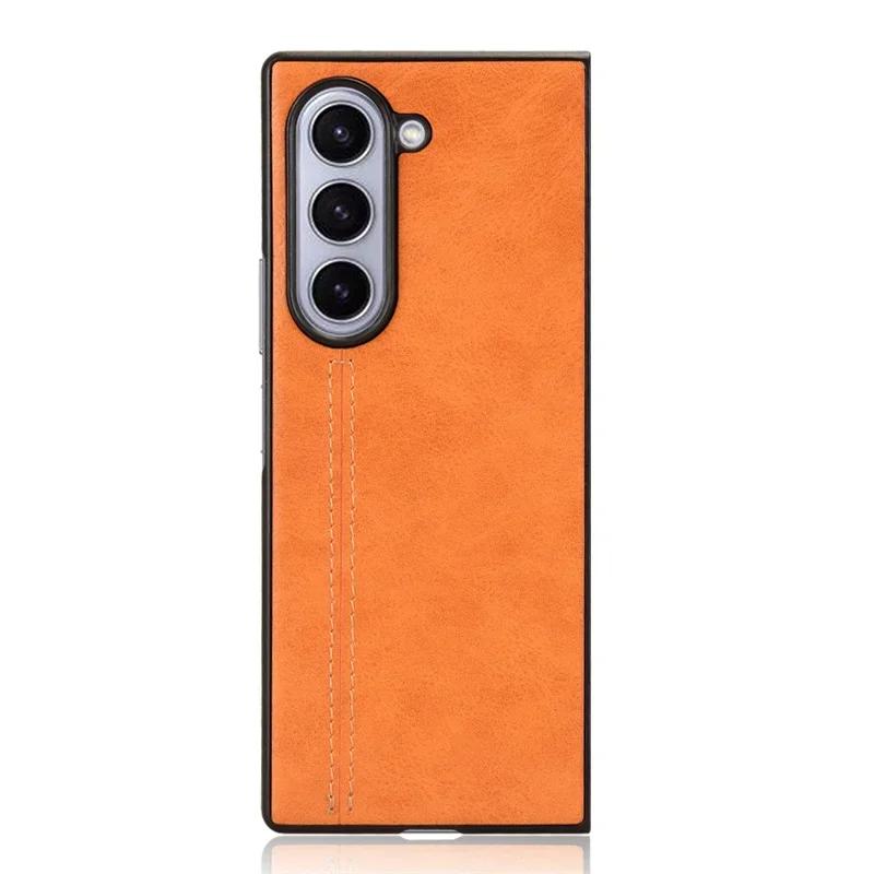 High Quality Business Sle Leather Pure Color Ultra Thin Phone Case for Samsung Galaxy Z Fold 7 6 Screen Shockproof Protect Cover
