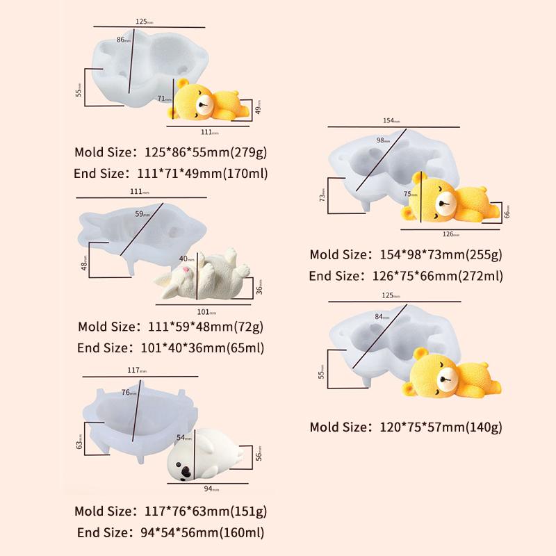 1Pcs Sleeping Bear Design Silicone Cake Molds Mousse Mould Food Grade Dessert Baking Tools Kitchen Supplies Kichen Bakery Diy