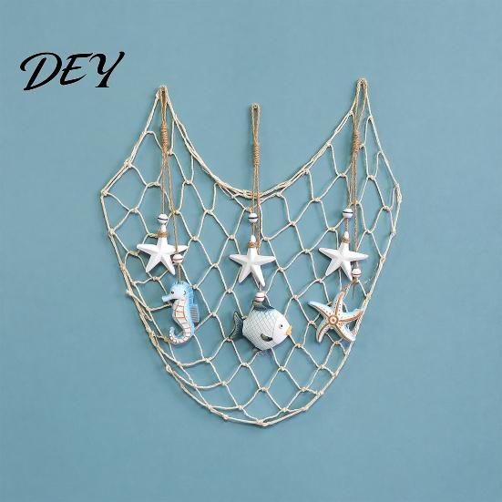 Wooden Ocean Hanging Ornament Starfish Decoration, Nautical Coastal Wall Ornament, Seaside Inspired Decor Theme Art for Home Beach Lake House