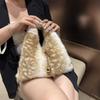 Autumn New Plush Women's Handbag Splicing Color Design Faux Fur Winter Soft Warm Bag Large Capacity Tote Bag Shoulder Bag