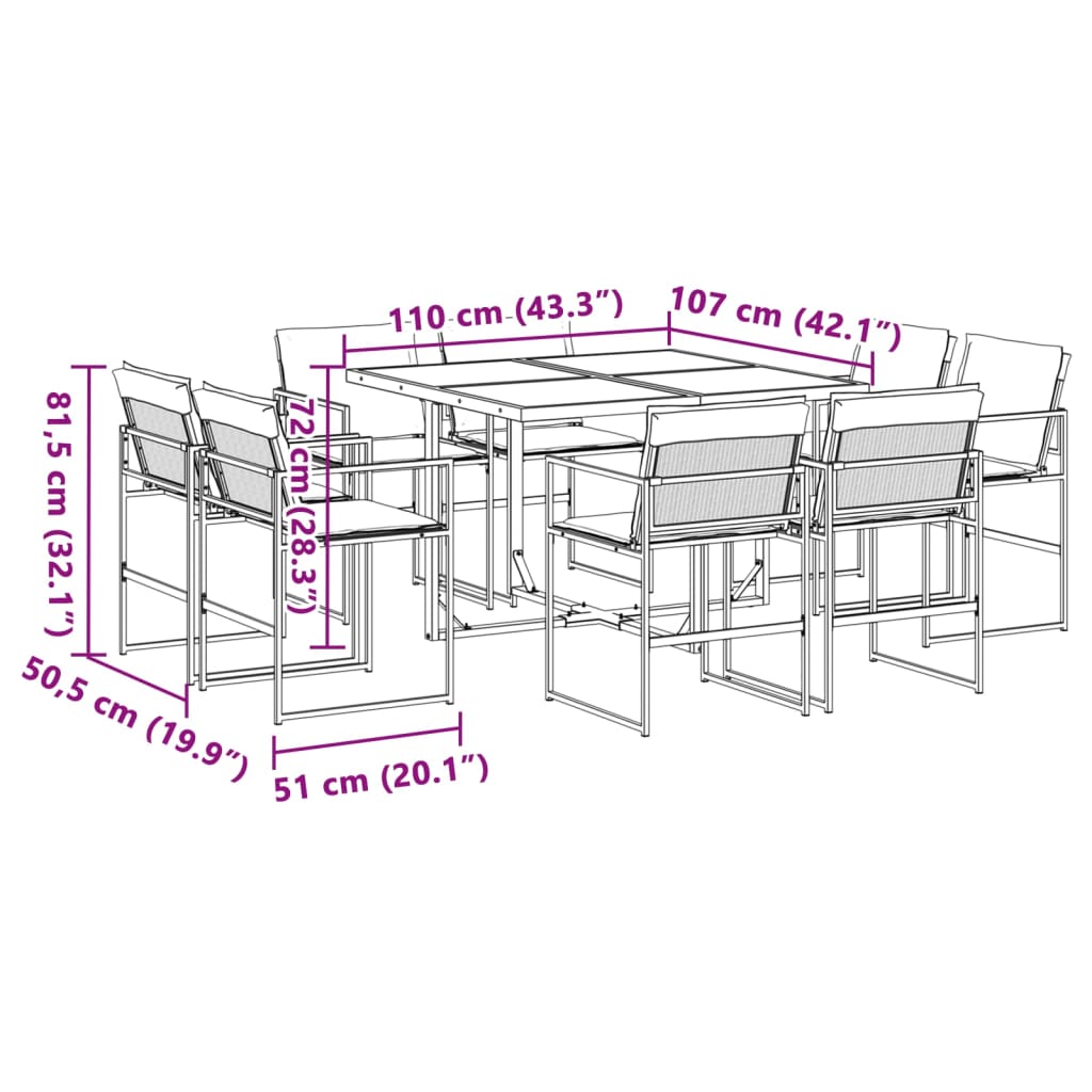 Vidaxl 9-Cz. Garden Furniture Set With Cushions, White, Textilene