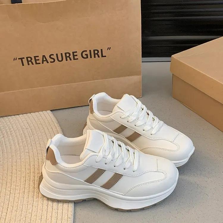 2025 Spring New Women's Casual Shoes Thick Bottom Anti-Slip Versatile Korean Style Trendy Running Shoes Student Footwear