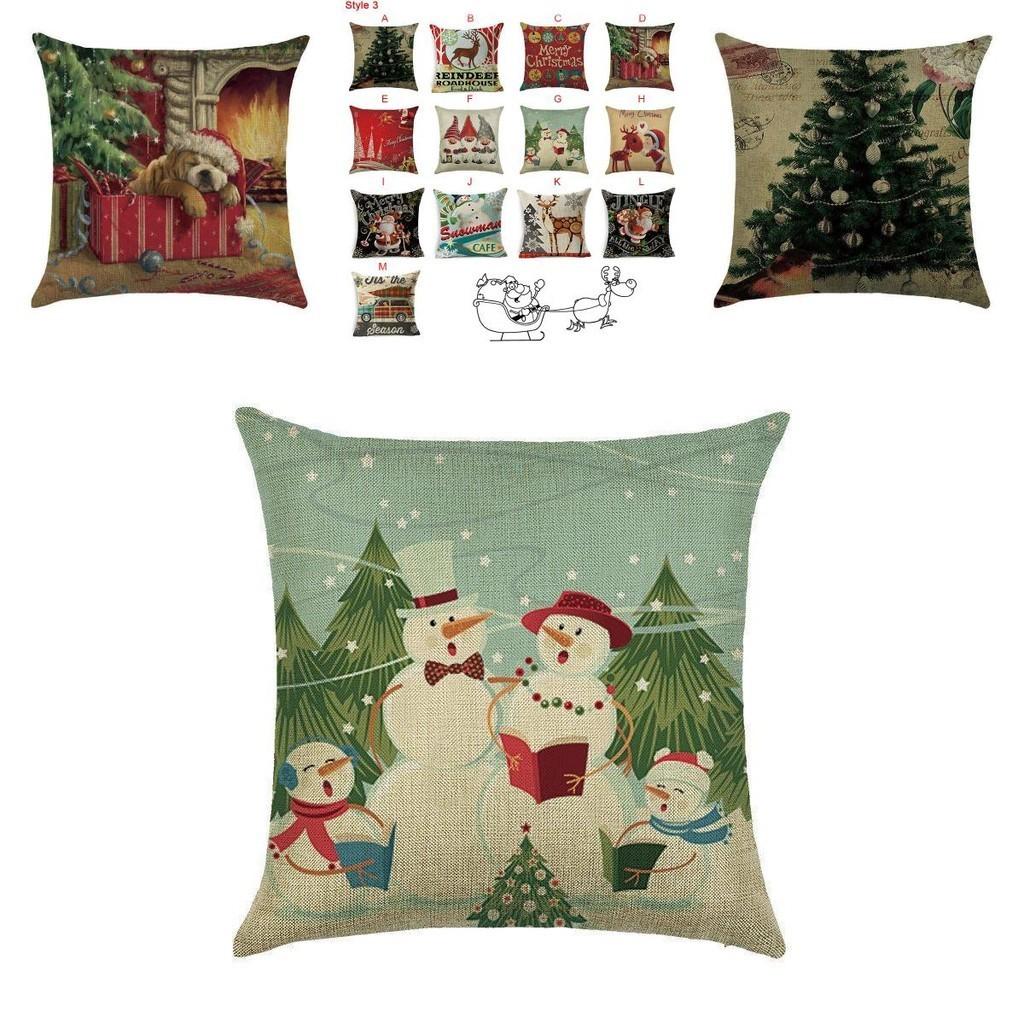 Stylish Christmas Xmas Linen Cushion Cover Featuring Unique Holiday Patterns And Colors