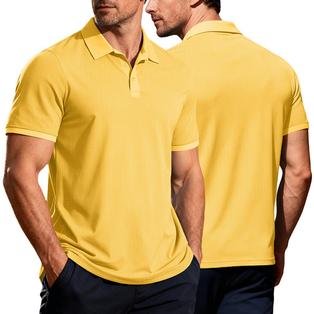 Men's Golf Shirt Casual Sports V Neck Ribbed Collar Short Sleeve Fashion Casual Solid Color Plain Spring & Summer Regular Fit