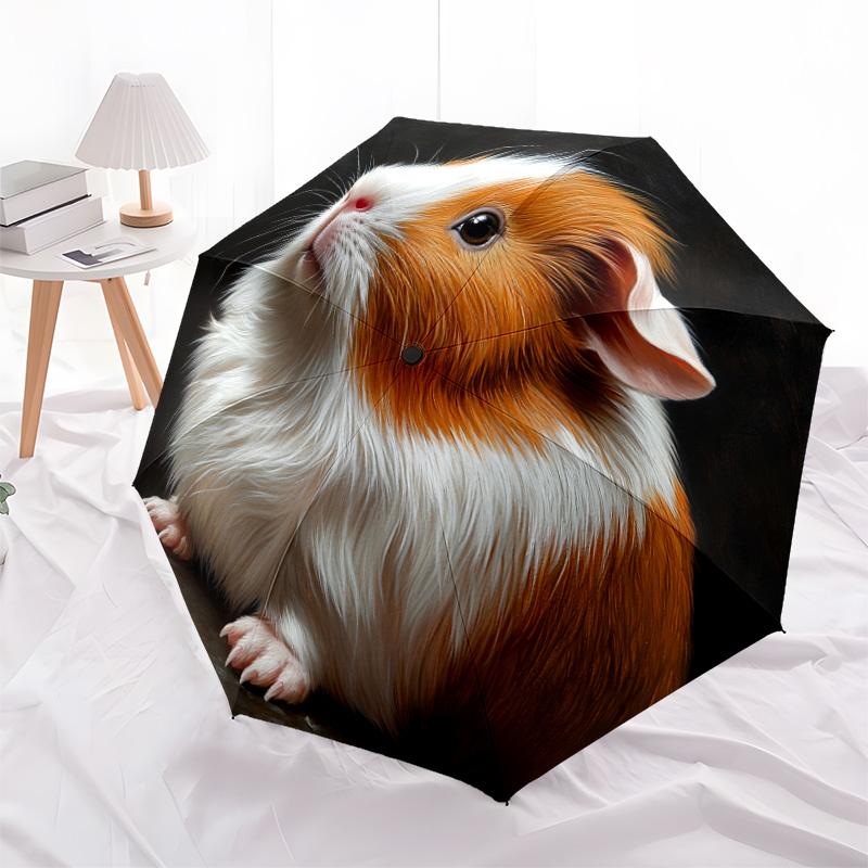 1 PC Automatic Folding Umbrella - Cute Guinea Pig Pattern, Portable & Foldable Design with 8 Ribs, Christmas Birthday Gifts