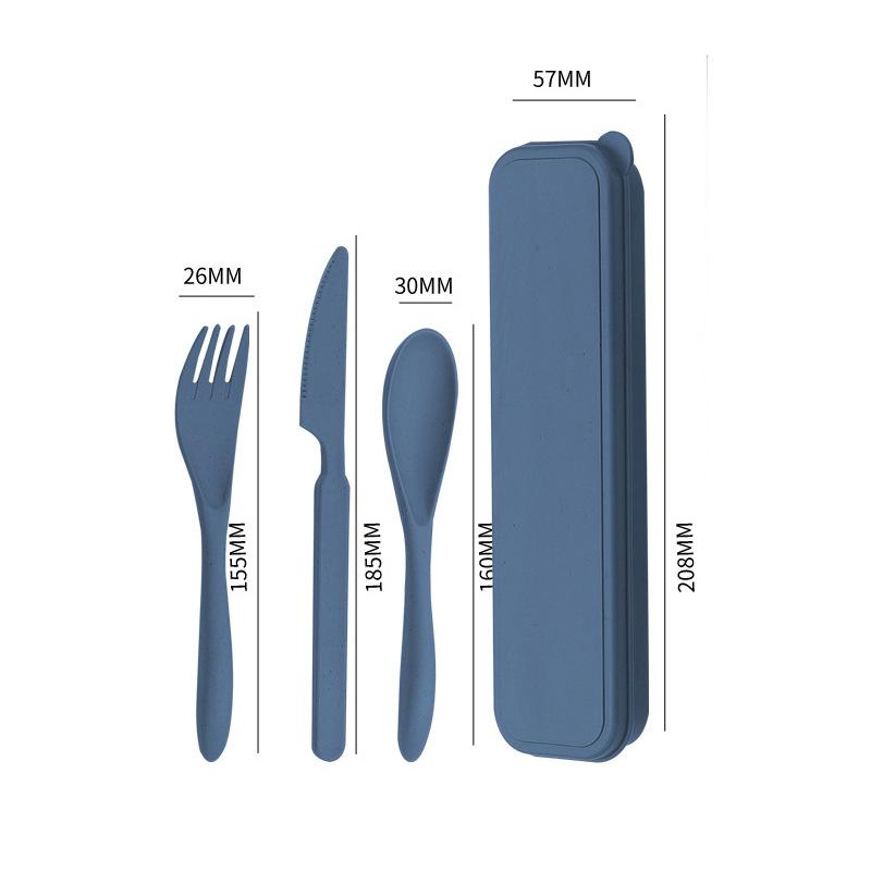 Eco Friendly Wheat Straw Portable Cutlery Set Fork Spoon Knife Reusable Lightweight Travel Utensils with Carrying Case