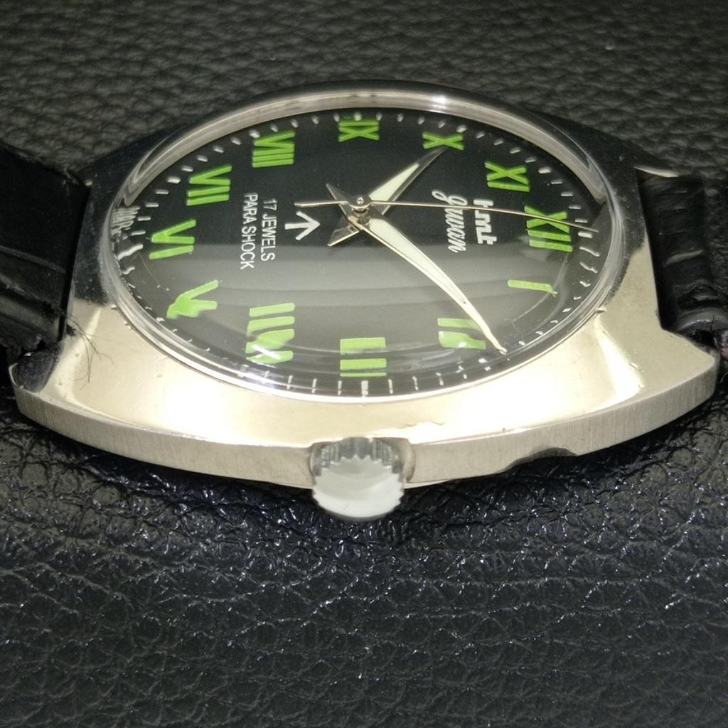 HAND-WINDING VINTAGE HMT JAWAN INDIAN MENS BLACK COLOR DIAL WATCH a700264-5 R202-a700264