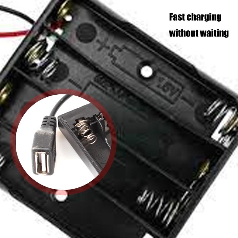 4 Steckplätze Batteriegehäuse USB-Anschluss für LED-Lichtleisten Tragbare Stromversorgung mit schaltbarer Außenbeleuchtungslösung