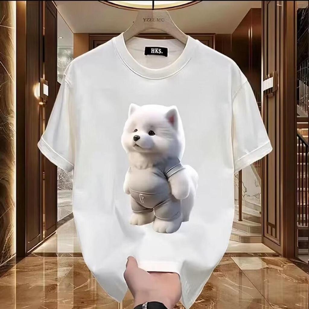 2024 Trendy Men's Cotton Short-Sleeve Round Neck Cartoon Print T-Shirt