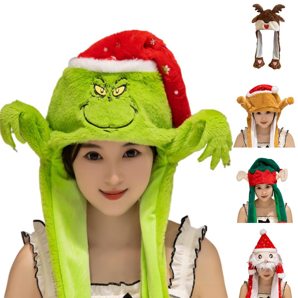 A Cute Christmas Plush Hat With Ears That Move When Squeezed