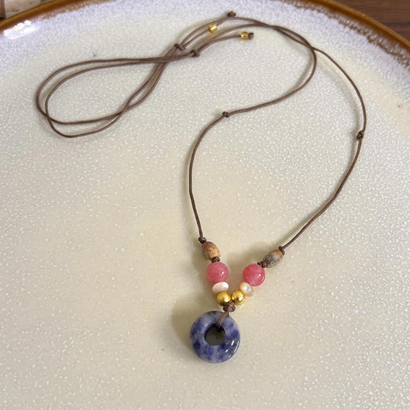 Exquisite Halskette im traditionellen chinesischen Stil Ethnischer Stil Anhänger Halskette Antike Kordel Schmetterlingsblumen-Charms Kette