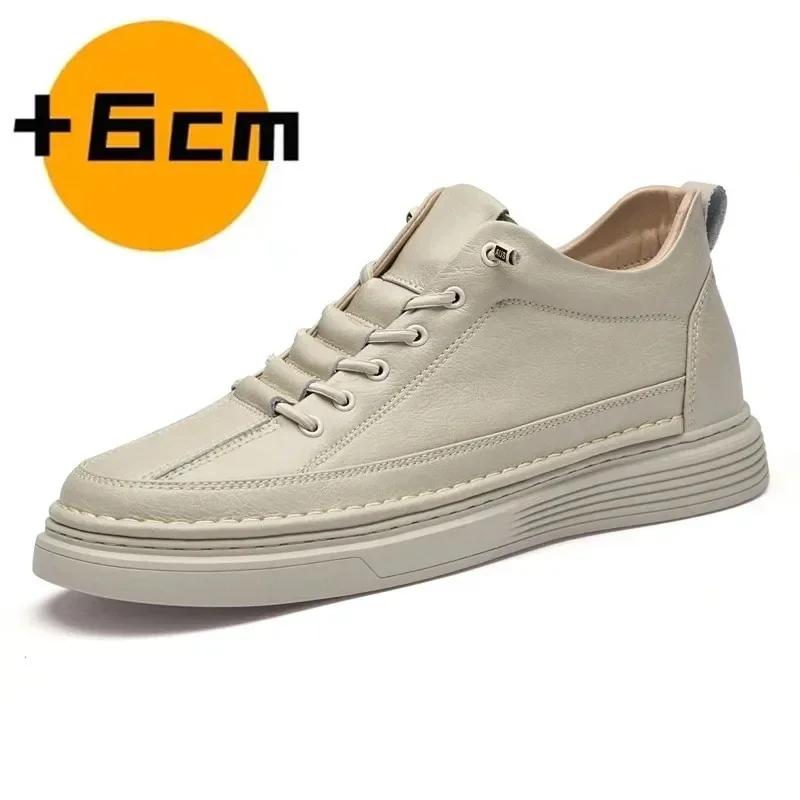 Scarpe Rialzate in Vera Pelle per Uomo Scarpe Elevator Aumento di Altezza Calzature Sneakers Casual di Lusso da Uomo Scarpe da Skate