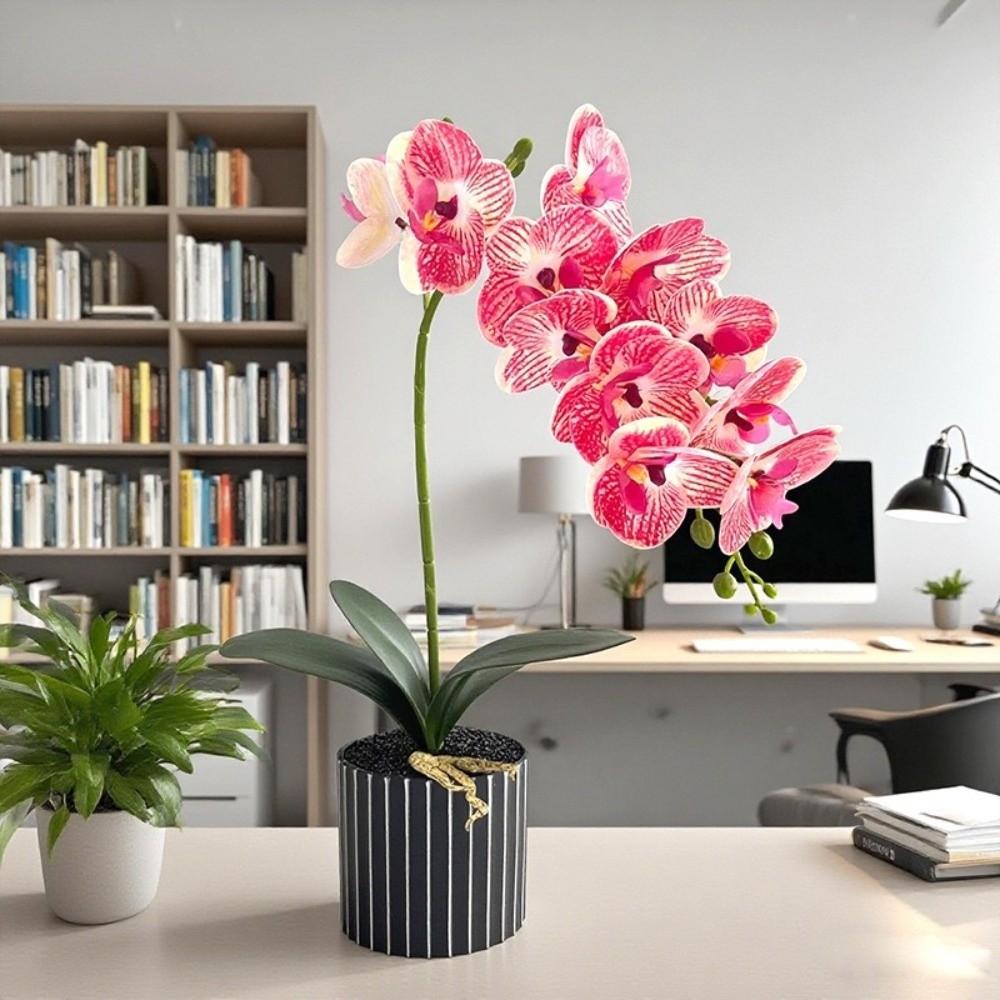 Flower Pot Artificial Orchid Bonsai Multi-Bloom Artificial Faux Plants Home Decor