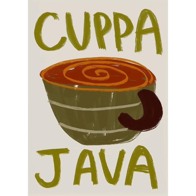 

Кофейня Послеобеденный чай Круассан Красочная чашка кофе Ретро-постер Картины на холсте Настенные картины Картины для кухни Домашний декор 21cm×30cm NoFrame