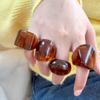 Vintage Geometric Resin Ring Lightweight Design Amber Tone Jewelry Gift Comfort Fit Retro Resin Accessory For Women Men