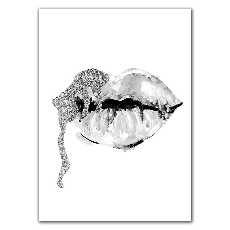 

Черно-белая модная девушка, настенные художественные фотографии, макияж для губ, бровей, холст, картина, красота, цитата, декор для гостиной, картина HD3136 21x30cm no frame