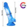 Flash 3 Ring Closed Moon Shame Flower Blue Red and White Mixed Color Liquid Silicone Simulation Good Wear Dildo Leather Pants