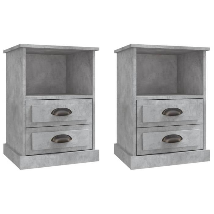 VidaXL Tables de chevet 2 pcs gris béton 43x36x60 cm 816337