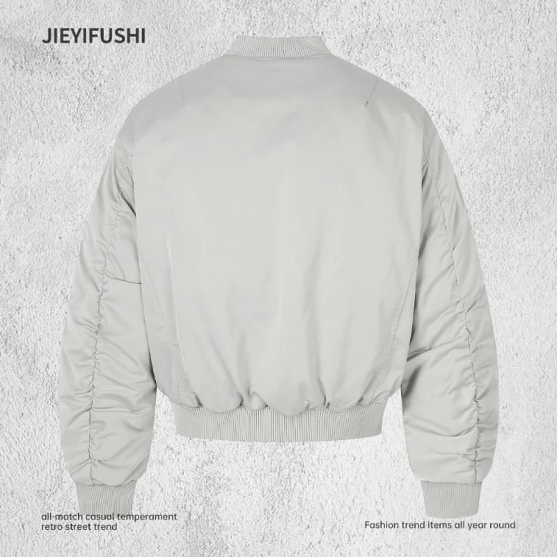Mens Loose Solid Cotton Puffer Jacket Stand Collar Long Sleeve Casual Streetwear Winter Coat