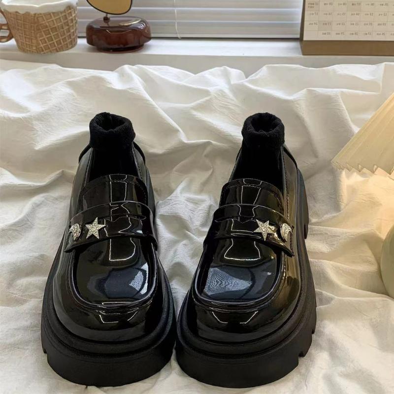 Retro Black Spring and Autumn Round Toe Ladies Pumps Platform Women's Loafers Shoes High Quality Quick Delivery Lastest Y2k Shoe