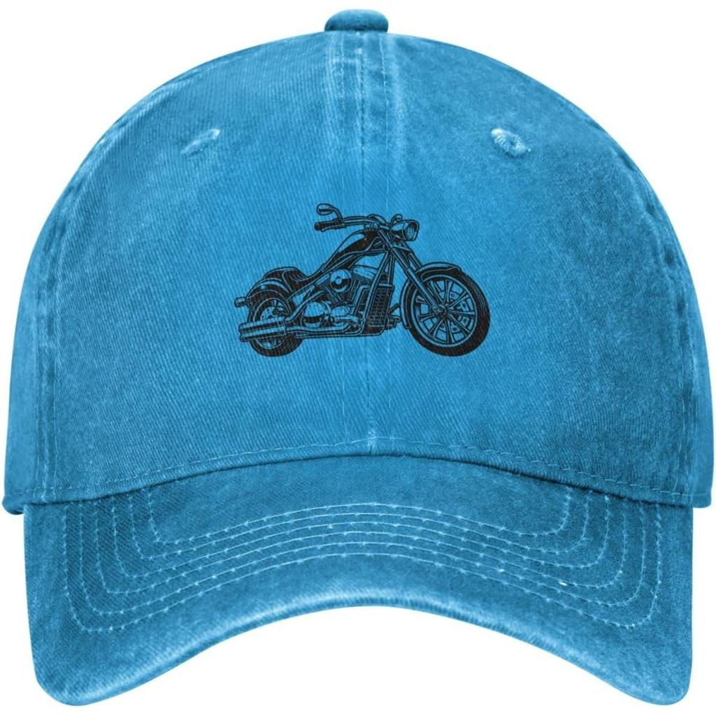 Berretto da Baseball Grafico per Motociclisti Stile Denim Lavato Vintage Berretto da Papà Regolabile per Uomini Donne