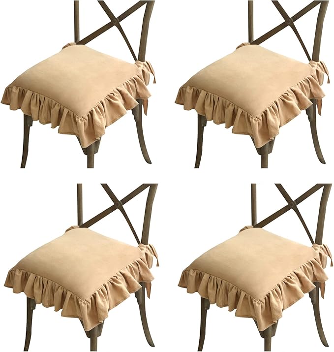 Набор из 6 подушек для стульев с оборками 100 хлопок чехол в стиле бохо подходит для гостиной столовой подушка для стула стильные подушки для сиденья и спинки 6PCS-40x40cm жёлтыйкоричневый 4670₽