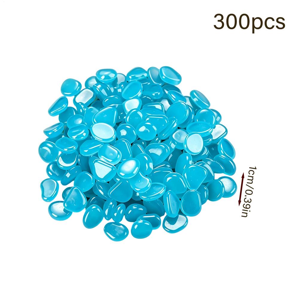 300Pcs G low in The Dark Garden Stones, Resin Luminous Pebbles for Walkway & Pathway, Glowing Landscape Rocks for Fairy Garden