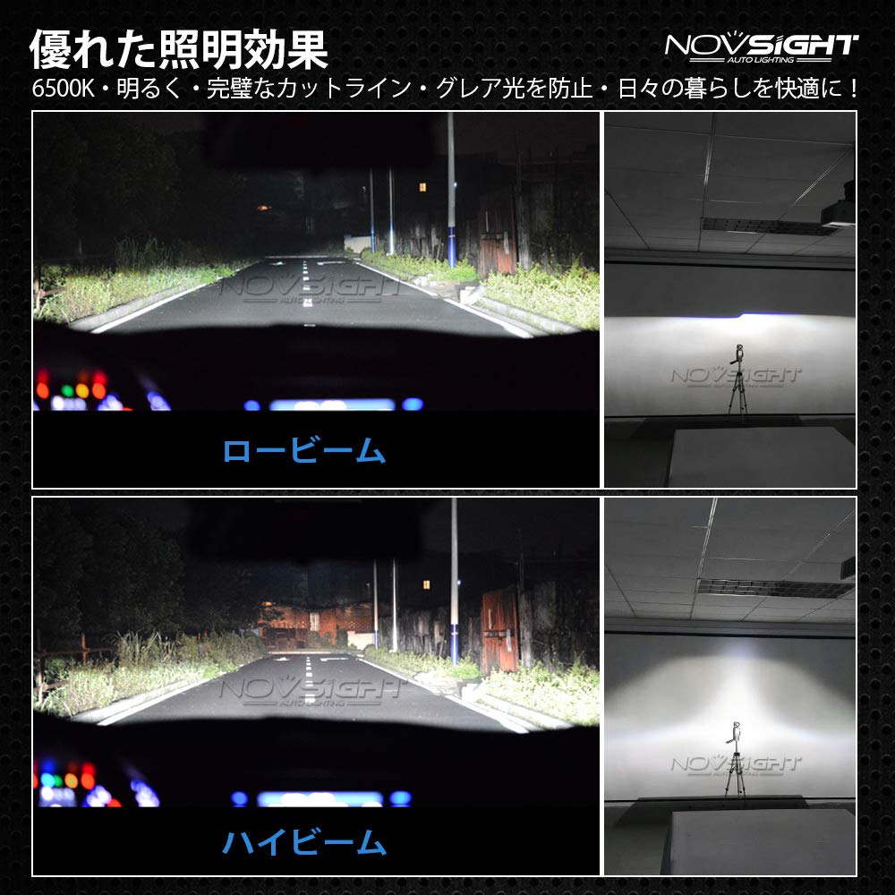 NOVSIGHT Japan Direct Store Series Super Bright 60W 10000LM 6000K H7 Car LED Lamps NOVSIGHT-N12 - (30Wx2) (5000LMx2) - Headlights/Fog