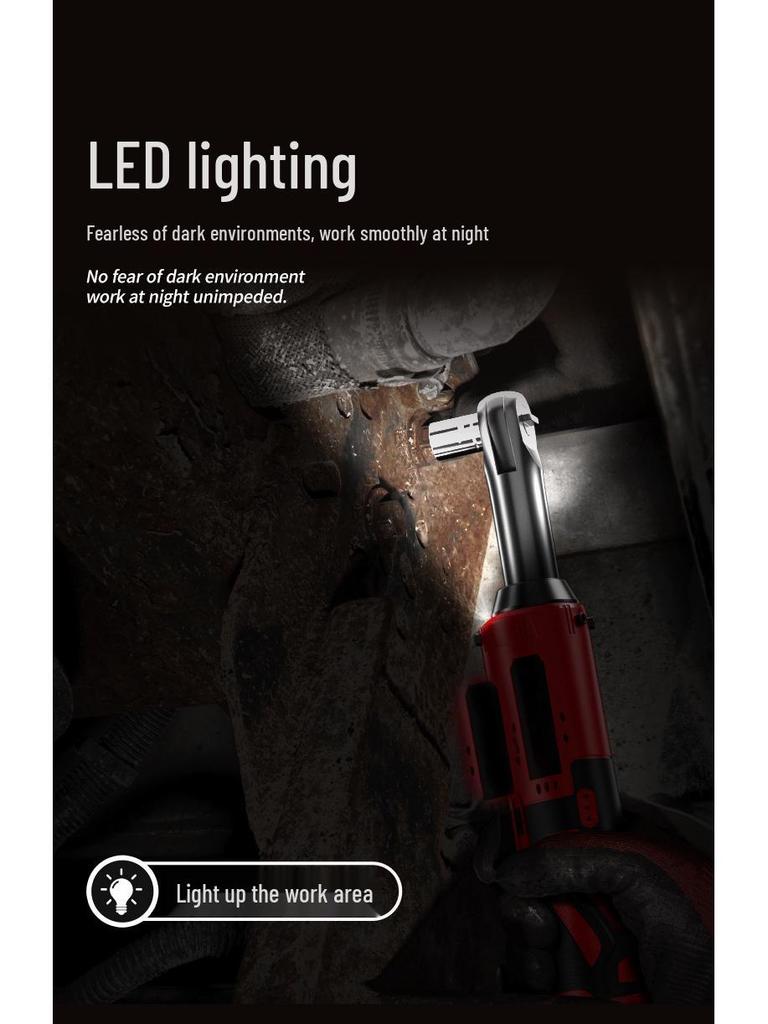 3/8" Cordless 90° Right Angle Electric Ratchet Wrench, 12V Rechargeable for Stage Truss & Automotive Use