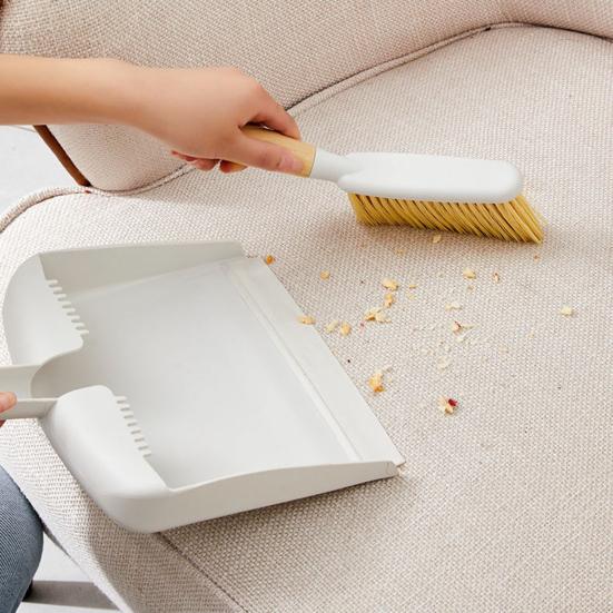 Small Broom Dustpan Set Ergonomic Natural Bamboo Handle Soft Bristles Portable Decorative Mini Broom Kit