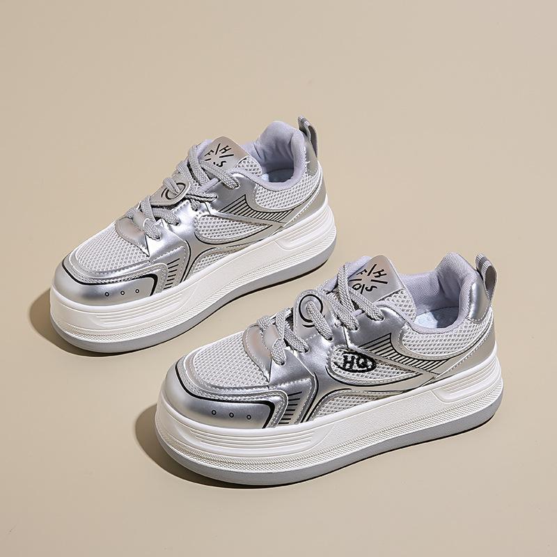 

2025 mesh white shoes women s summer new Korean version ins female students casual platform versatile board shoes street shot Y8620 35