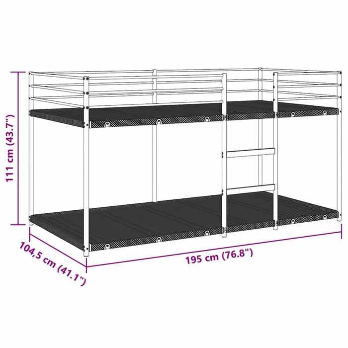VidaXL Bunk Bed Without Mattress White 100x190 Cm Steel, Bed Frame, Slatted Base, Bedroom Furniture, Loft Bed, 4019885