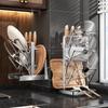 Stainless Steel Multi-functional Wall-mounted Kitchen Storage Rack with Cutting Board and Pot Lid Holder