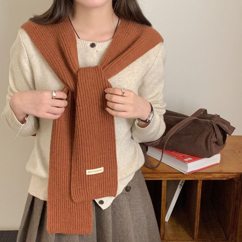 

Knotted Neck Guard Scarve Solid Color False Collar Shoulder Wrap Knitted Shawl Clothes Decoration помаранчевий