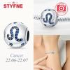 Zircone Blu Elegante Dodici Simboli Zodiacali Gemelli Leone Bilancia Perla in Rame Autentico Adatta a Braccialetti da Donna Fai da Te Regali Accessorio