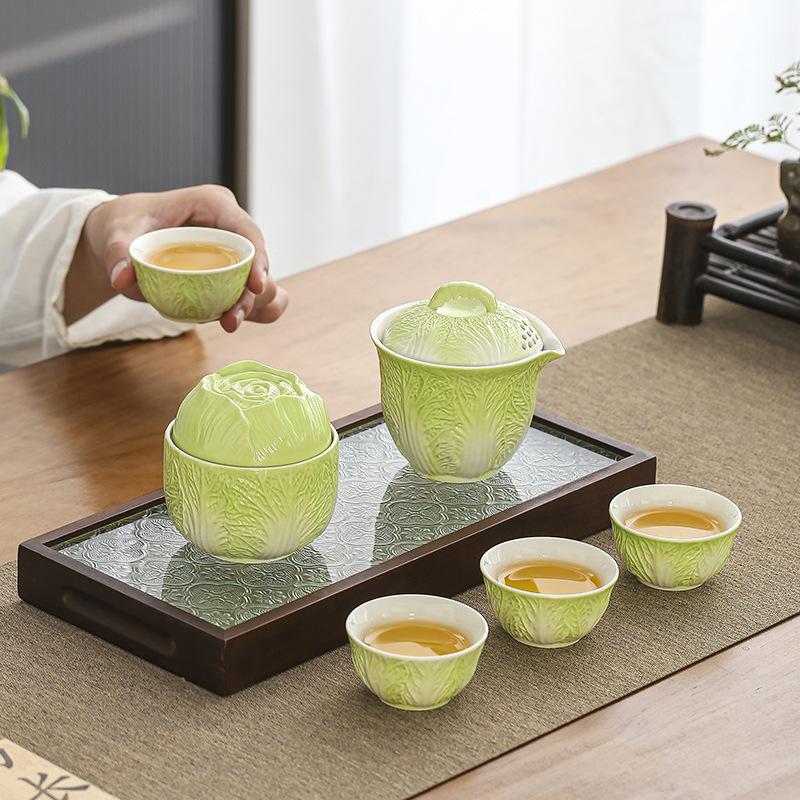 Baicai Nafu Ceramic Kung Fu Tea Set Gift Box Household Tea Can Mid-Autumn Festival National Day Business Souvenir