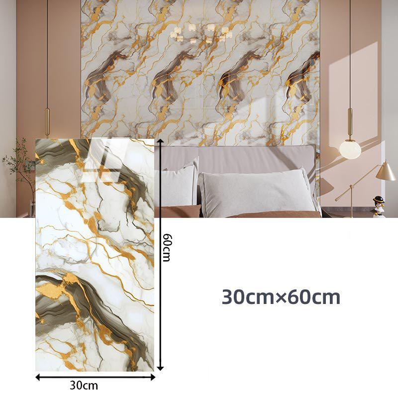 60*30 см Утолщенная самоклеящаяся плитка с золотой фольгой, Обои под фальшивую керамическую плитку, Водонепроницаемый стикер на стену, Декор для кухни и гостиной 6PCS