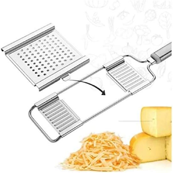 Multi-purpose Vegetable Slicer, Portable Stainless Steel Vegetable Cutter, 3-in-1 Manual Food Chopper, Adjustable Kitchen Tool for Onion Vegetable