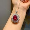 Jewelry Retro Simulation Red Glass Stone Jewelry Set, Main Stone Pendant Ring 12 * 16