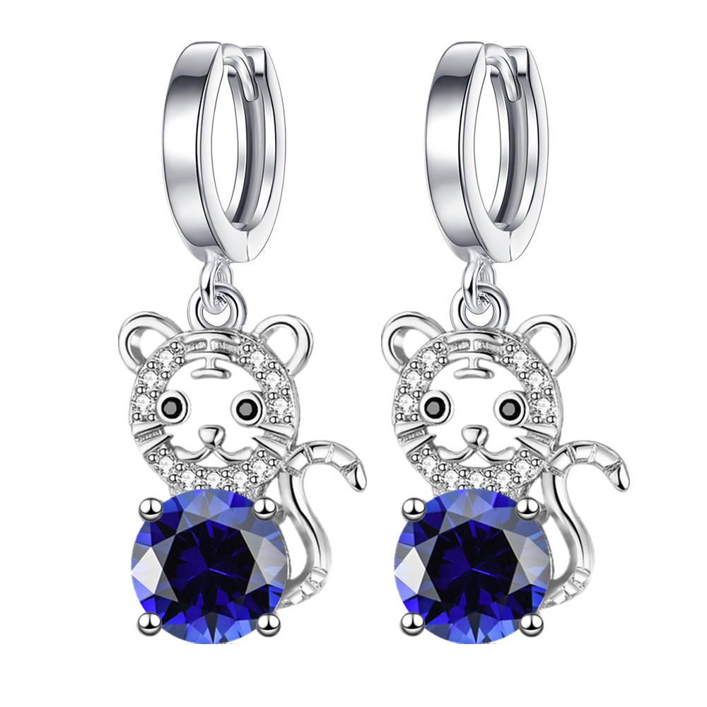 

Серьги с имитацией бриллиантов муассанитов в виде тигра по китайскому зодиаку, новые длинные серьги, женские серьги EK-4