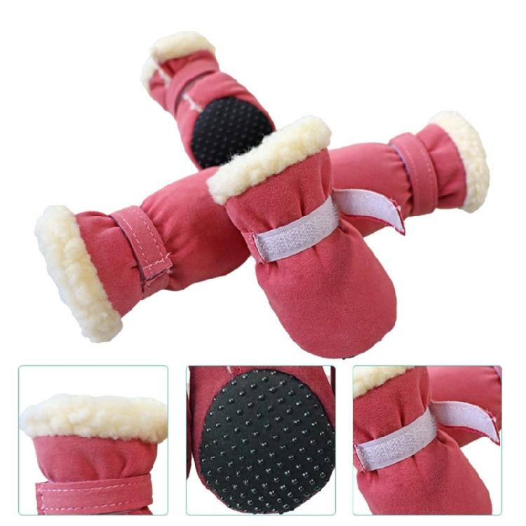 4pc Thick Warm Windproof Winter Pet Dog Shoes Anti-slip Snow Booties Footwear
