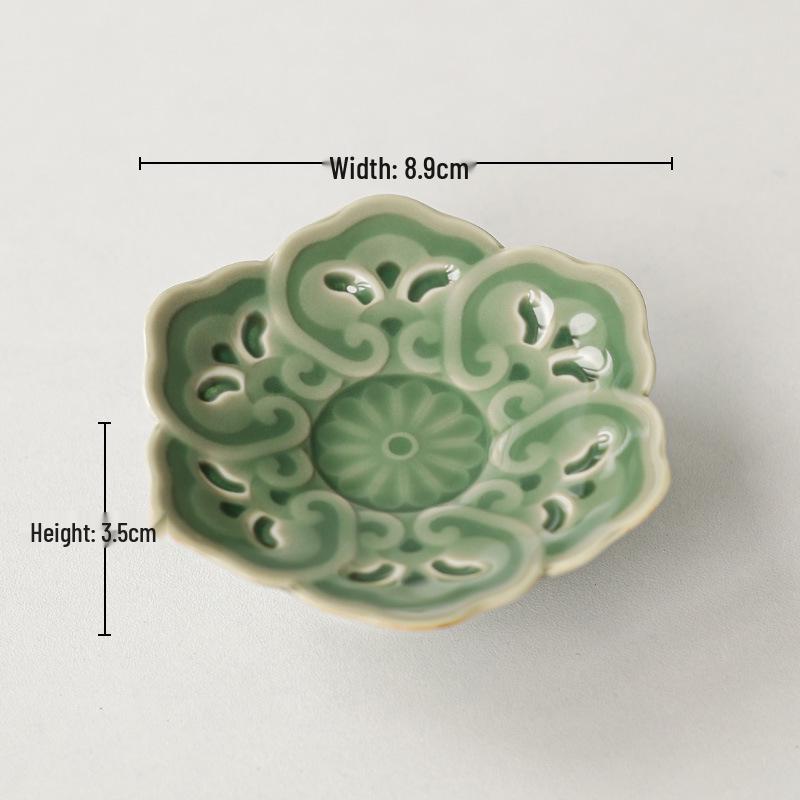 

Yue Celadon High-Footed Ceramic Tea Cup Mat - Heat-Resistant, Anti-Scald, Retro Style Tea Ceremony Accessory