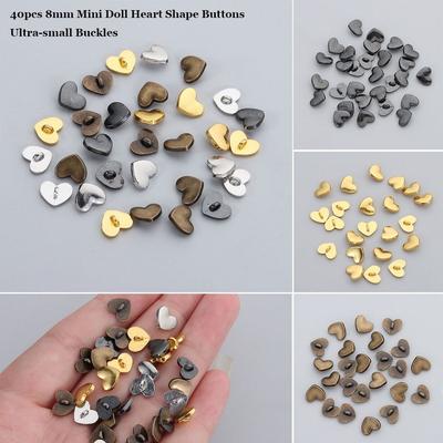40pcs Mini Doll Heart Shape Buttons 8mm Doll Coat Buckle  For 1/6 Doll Clothing Buckles Accessories