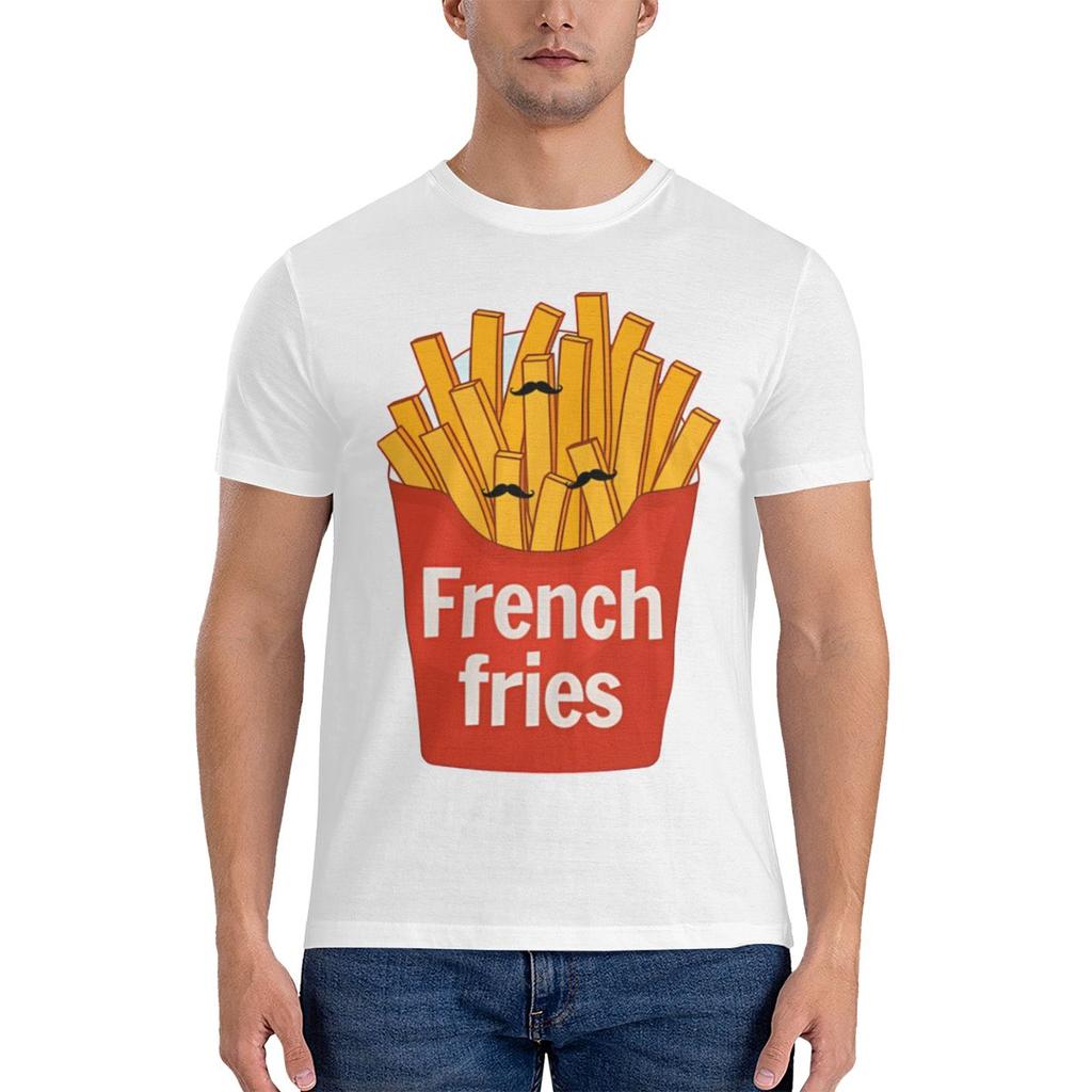 French Fries Fast Food Pun Moistureabsorbing And Breathable Tshirt Distressed Retro Youthful Feeling Tee