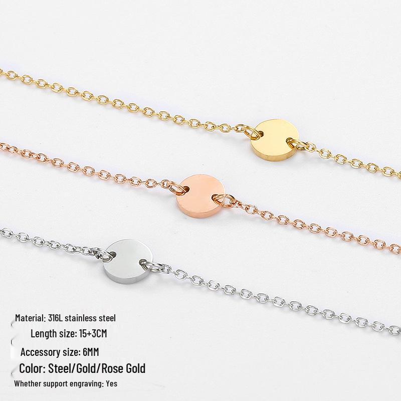 St.delan Adjustable Stainless Steel Engravable Bracelet - European and American Style Round Design