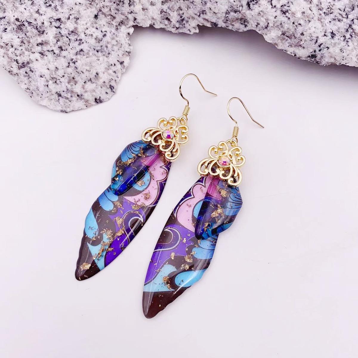 Оригинальные серьги-крылья с росписью, продвинутые крылья цикады, серьги-крючки с полным покрытием стразами, взрывные серьги