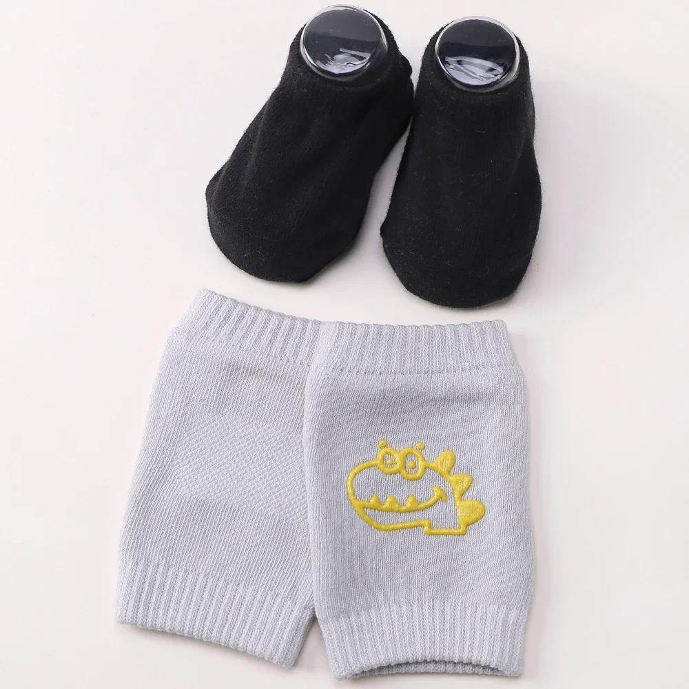 Set Genunchiere pentru Bebeluși Șosete Fete Băieți Vară Culoare Solidă Șosete Antiderapante Protector pentru Genunchi Picior Copil Târâre Siguranță Șosetă de Podea Bebe